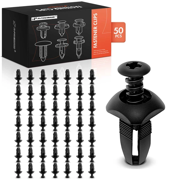 50 Pcs 6.35mm Nylon Black Fascia & Trim & Grille Retainer A-Premium APRCF2936