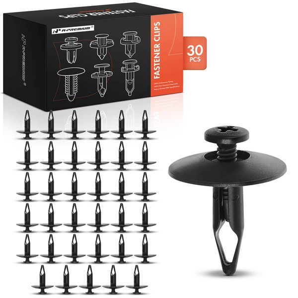 30 Pcs 7.9375mm Nylon Black Push Type Retainer Clip A-Premium APRCF2947