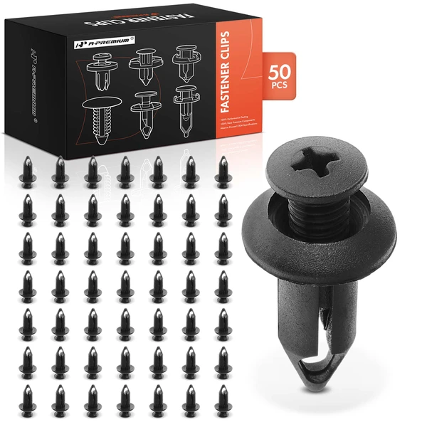 2016 Chevrolet Malibu Limited 50 Pcs 7.94mm Nylon Black Push Type Retainer Clip A-Premium APRCF2954