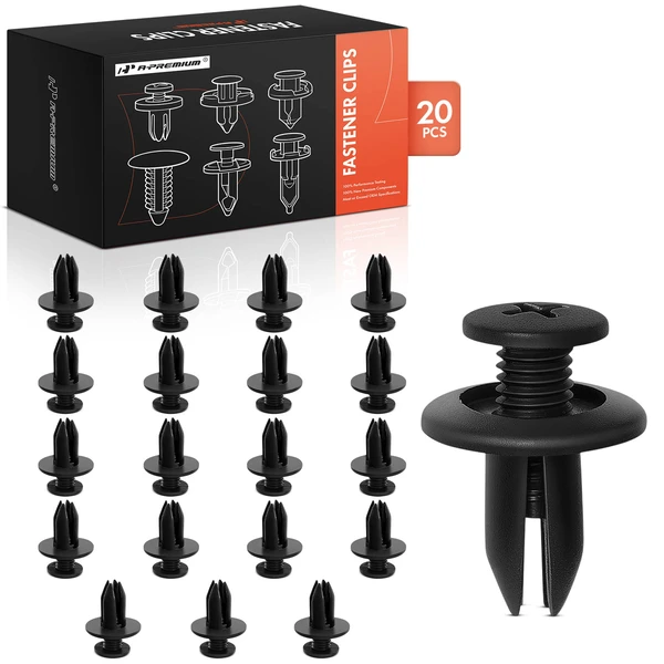 20 Pcs 7mm Nylon Black Bumper Fender Splash Shield Hood Panel Retainer Clip A-Premium APRCF2715