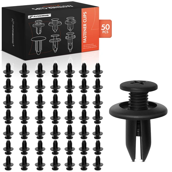 2000-2001 2003-2005 2008 Chevrolet Silverado 1500 50 Pcs 7mm Nylon Black Bumper Fender Splash Shield Hood Panel Retainer Clip A-Premium APRCF2717