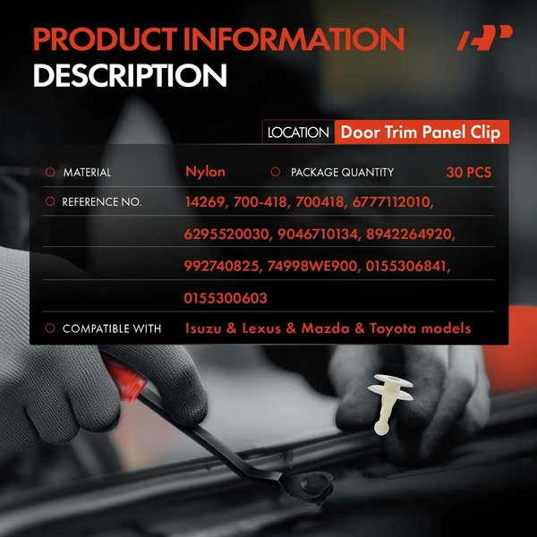 30 Pcs Nylon White Door Trim Panel Clip A-Premium APRCF2734