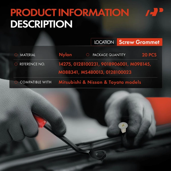 20 Pcs 8.5 x 8.5mm Nylon White Screw Grommet A-Premium APRCF2748