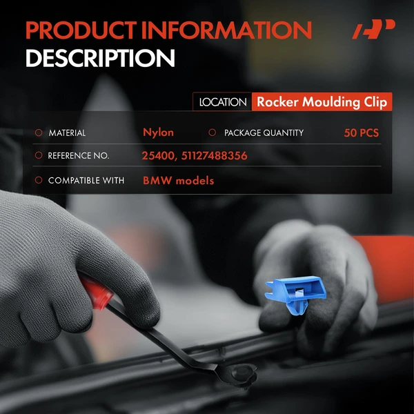 50 Pcs 8.5mm Nylon Blue Rocker Molding Clip A-Premium APRCF3365