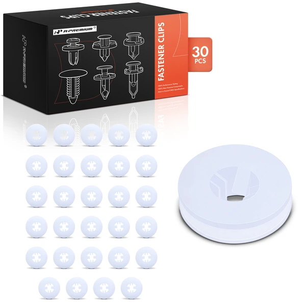 30 Pcs Nylon White Wheel Opening Molding Clip A-Premium APRCF3370