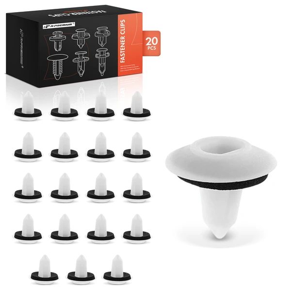 20 Pcs 8.5mm Nylon White Trim Clip A-Premium APRCF3375
