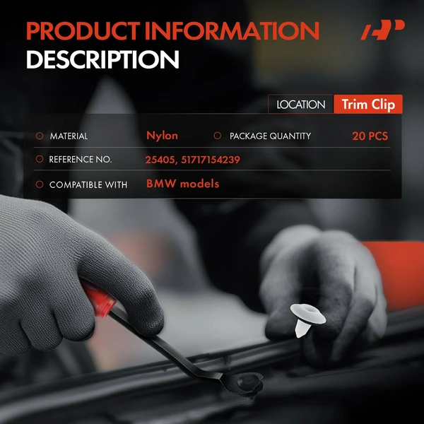 20 Pcs 8.5mm Nylon White Trim Clip A-Premium APRCF3375