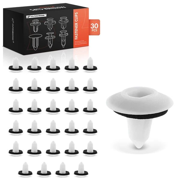 30 Pcs 8.5mm Nylon White Trim Clip A-Premium APRCF3376