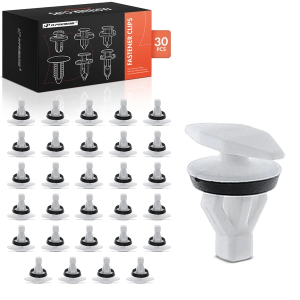 30 Pcs 6mm Nylon White Door Weatherstrip Clip A-Premium APRCF3394