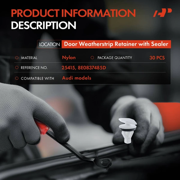 30 Pcs 6mm Nylon White Door Weatherstrip Clip A-Premium APRCF3394