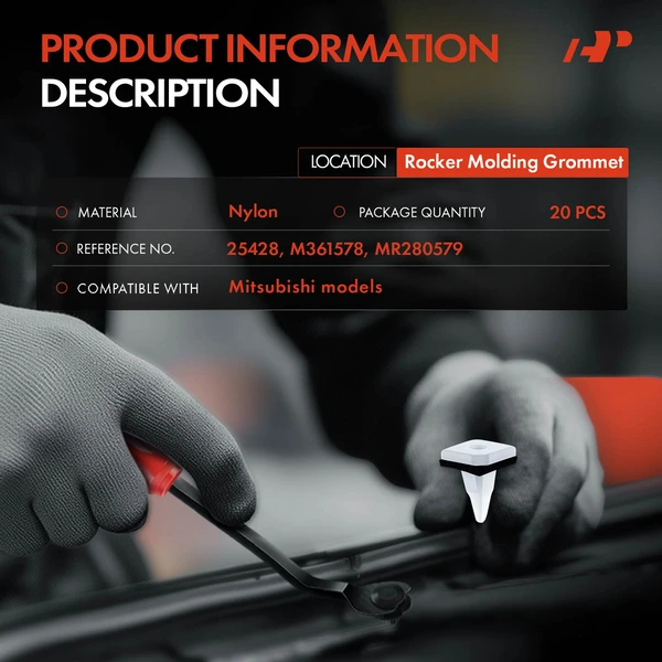 20 Pcs 8 x 10mm Nylon White Rocker Molding Grommet A-Premium APRCF3420