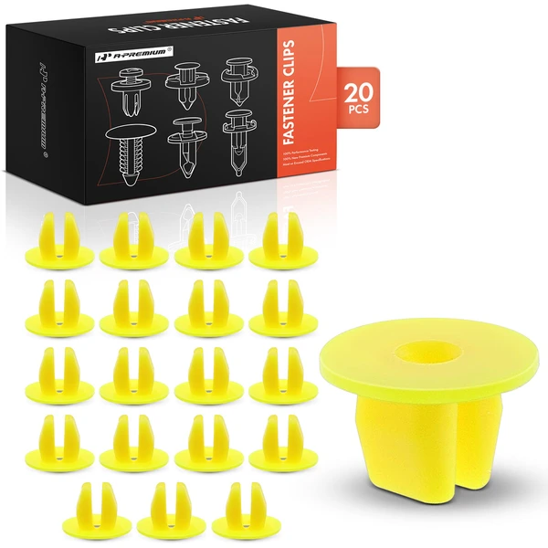 2004-2006 Scion xA 20 Pcs 9 x 9mm Nylon Yellow Fender & Side Shield Cover Screw Grommet A-Premium APRCF3432