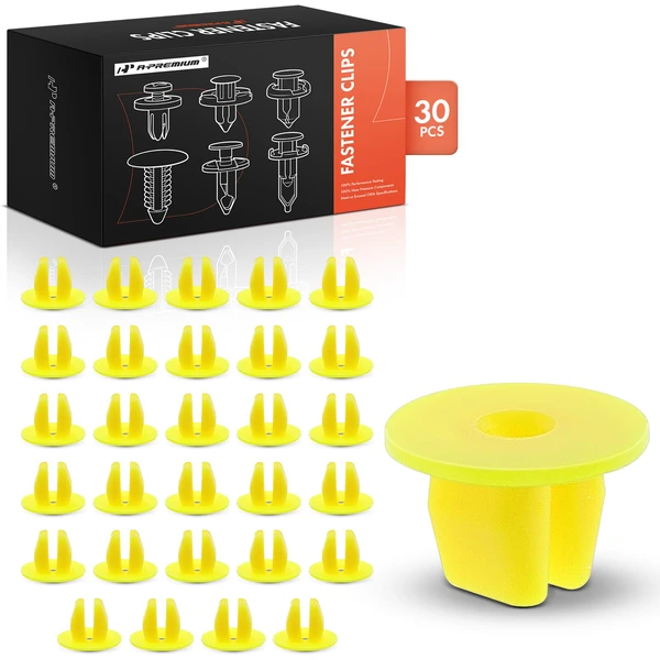 2004-2006 Scion xA 30 Pcs 9 x 9mm Nylon Yellow Fender & Side Shield Cover Screw Grommet A-Premium APRCF3433