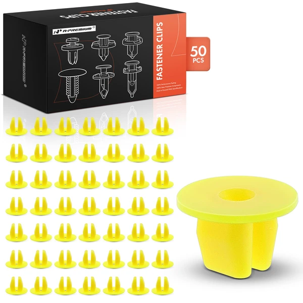 2004-2006 Scion xA 50 Pcs 9 x 9mm Nylon Yellow Fender & Side Shield Cover Screw Grommet A-Premium APRCF3434