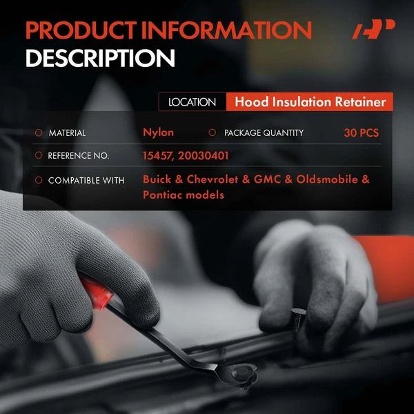 30 Pcs Nylon Black Hood Insulation Retainer A-Premium APRCF3457