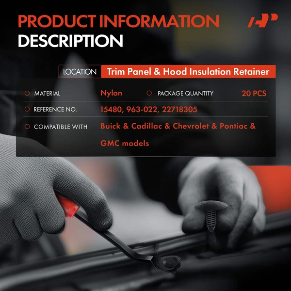 20 Pcs Black Trim Panel & Hood Insulation Retainer A-Premium APRCF3483