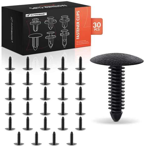 30 Pcs 6.35 x 7.9mm Nylon Black Cowl Side Trim Retainer A-Premium APRCF3499