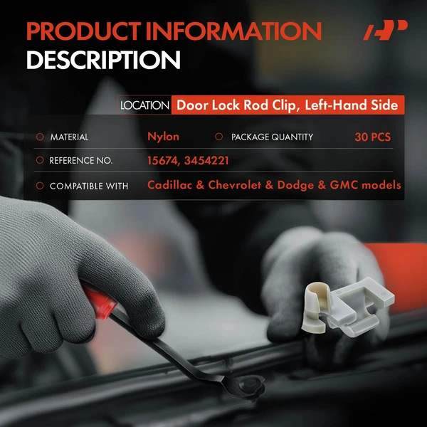 30 Pcs Nylon Green Door Lock Rod Clip Left Hand Side A-Premium APRCF3518