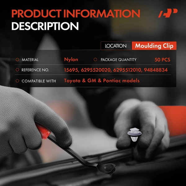 1989-1992 Geo Prizm 50 Pcs Nylon White Molding Clip A-Premium APRCF3525