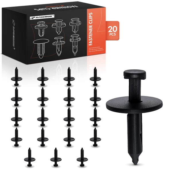 1964-1973 1979-2025 Ford Mustang 20 Pcs 7mm Nylon Black Push Type Retainer Clip A-Premium APRCF3526