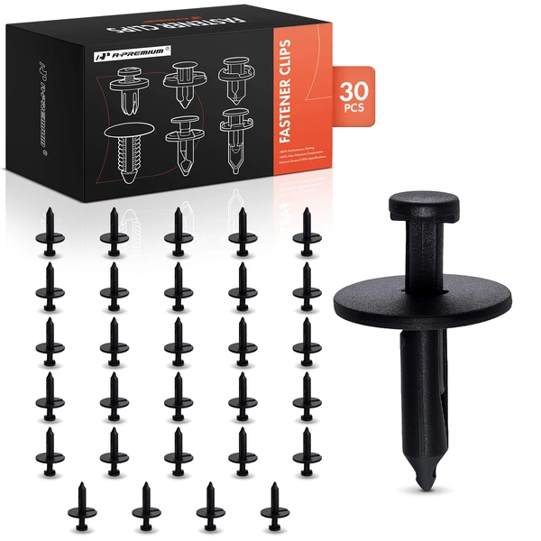 1964-1973 1979-2025 Ford Mustang 30 Pcs 7mm Nylon Black Push Type Retainer Clip A-Premium APRCF3527