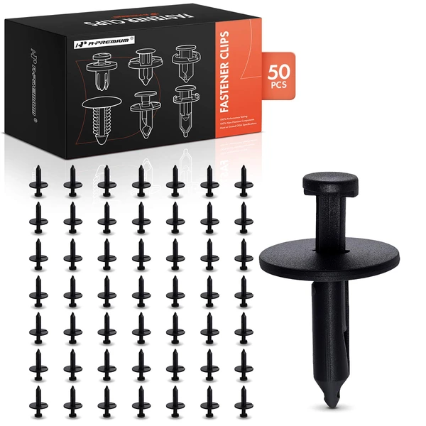 1964-1973 1979-2025 Ford Mustang 50 Pcs 7mm Nylon Black Push Type Retainer Clip A-Premium APRCF3528