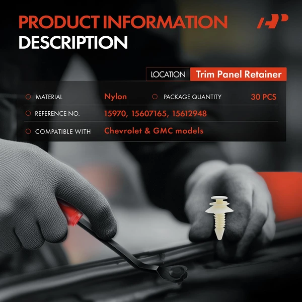 30 Pcs Nylon White Trim Panel Retainer A-Premium APRCF3542