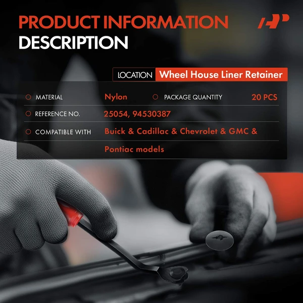 20 Pcs Nylon Black Wheel House Liner Retainer A-Premium APRCF2985
