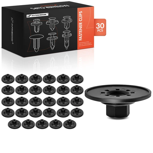 30 Pcs Nylon Black Fender Liner & Apron and Under Cover Hex Flange Nut A-Premium APRCF3031