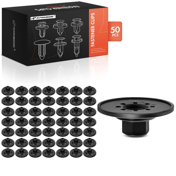 50 Pcs Nylon Black Fender Liner & Apron and Under Cover Hex Flange Nut A-Premium APRCF3032