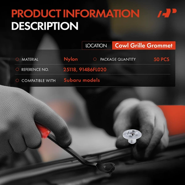 50 Pcs 7mm Nylon Gray Cowl Grille Grommet A-Premium APRCF3092