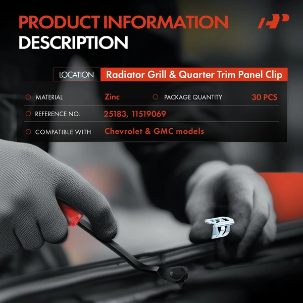 30 Pcs Zinc Plated Steel Blue & Gray Radiator Grill & Quarter Trim Panel Clip Topcoat A-Premium APRCF3109