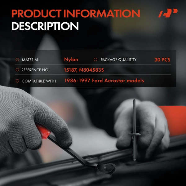 30 Pcs Nylon Black Blind Rivet Retainer Clip A-Premium APRCF3112