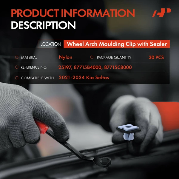 30 Pcs 11mm Nylon Gray Wheel Arch Molding Clip A-Premium APRCF3124