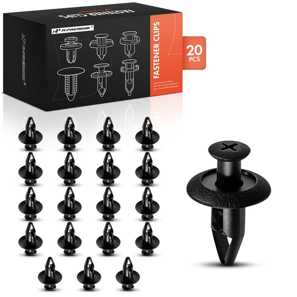 2006-2012 Mitsubishi Eclipse 20 Pcs 8mm Nylon Black Bumper & Apron Retainer A-Premium APRCF3141