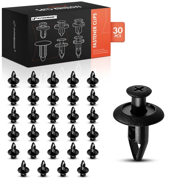 2005-2006 Dodge Stratus 30 Pcs 8mm Nylon Black Bumper & Apron Retainer A-Premium APRCF3142