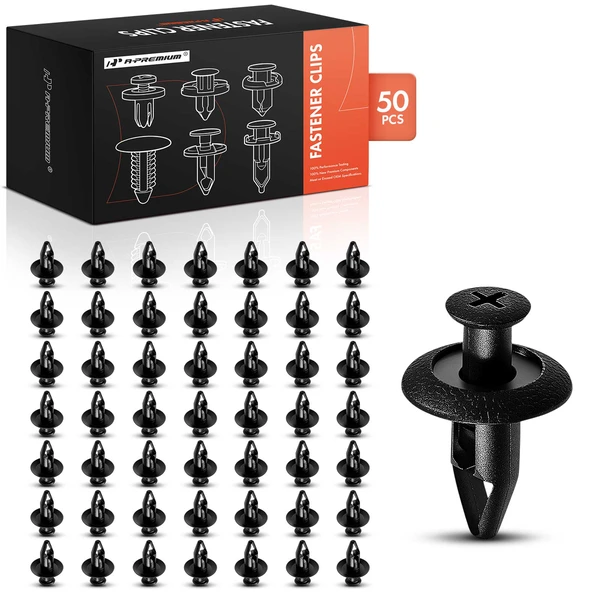 2006-2012 Mitsubishi Eclipse 50 Pcs 8mm Nylon Black Bumper & Apron Retainer A-Premium APRCF3143