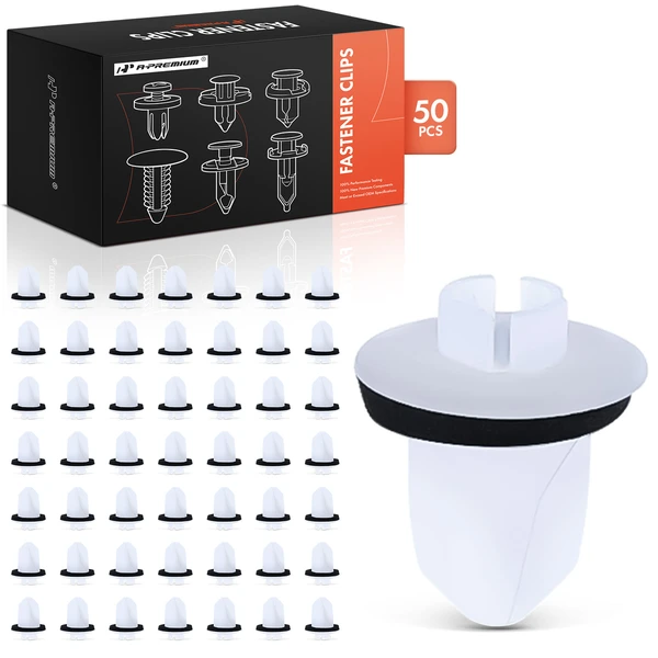 50 Pcs 9mm Nylon White Bumper & Tail Lamp Screw Grommet A-Premium APRCF3149