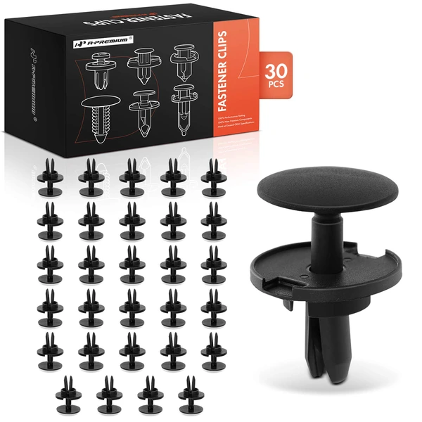 30 Pcs 9mm Nylon Black Grille Retainer A-Premium APRCF3163