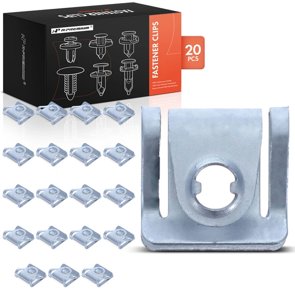 20 Pcs Silver Engine Under Cover Retainer U-Nut A-Premium APRCF3180