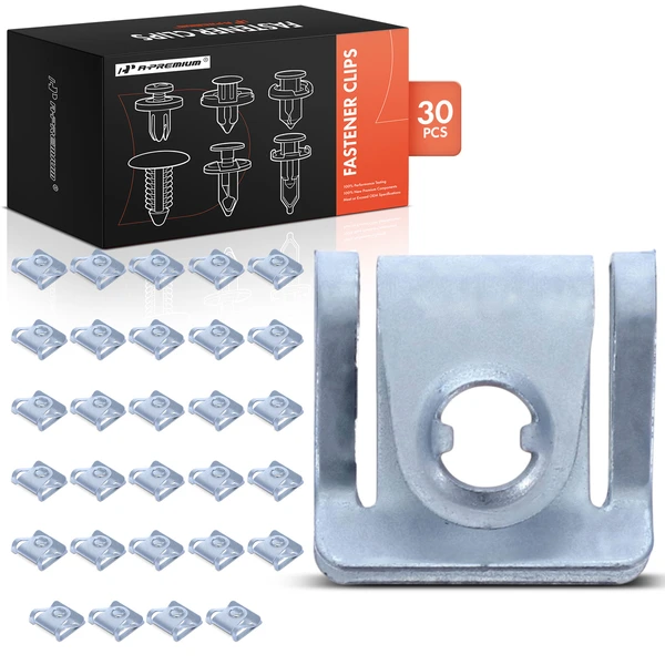 30 Pcs Silver Engine Under Cover Retainer U-Nut A-Premium APRCF3181