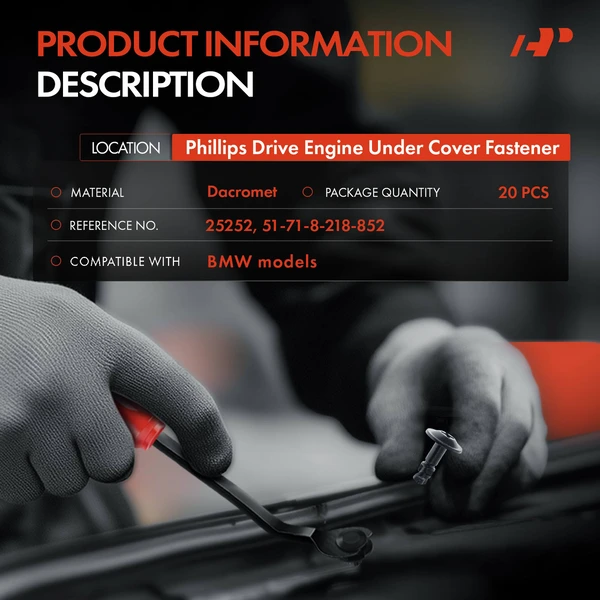 20 Pcs Black Phillips Drive Engine Under Cover Fastener A-Premium APRCF3189