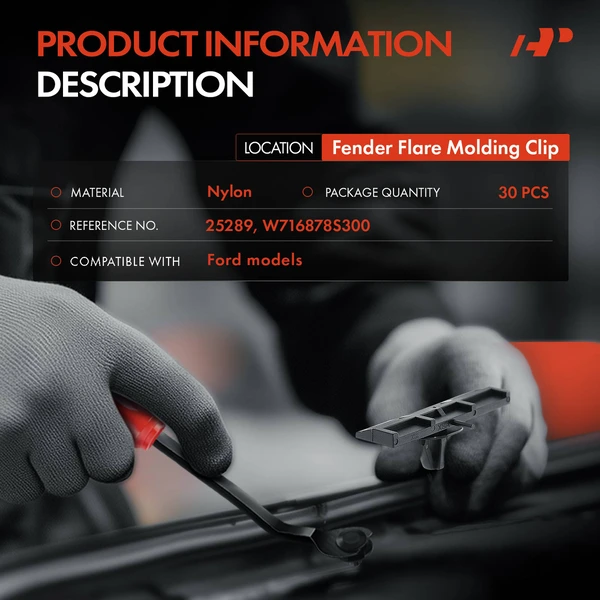 30 Pcs 9mm Nylon Black Fender Flare Molding Clip A-Premium APRCF3253