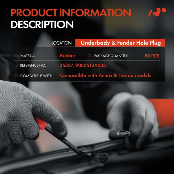 50 Pcs 25mm Rubber Black Underbody & Fender Hole Plug A-Premium APRCF3299
