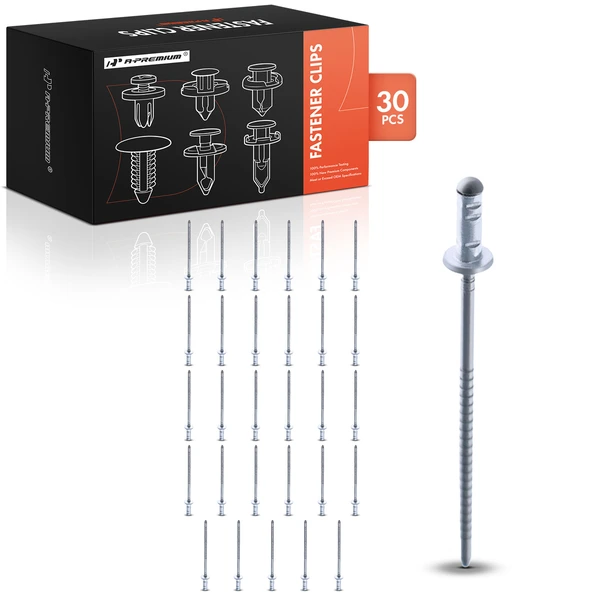 30 Pcs Aluminum Rivet - Aluminum Mandrel Silver Windshield Retaining Strip Rivet A-Premium APRCF3331