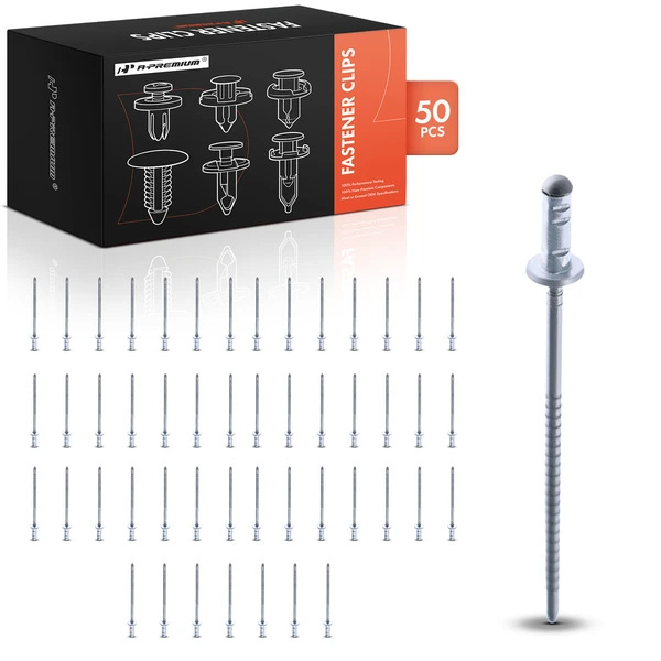 50 Pcs Aluminum Rivet - Aluminum Mandrel Silver Windshield Retaining Strip Rivet A-Premium APRCF3332