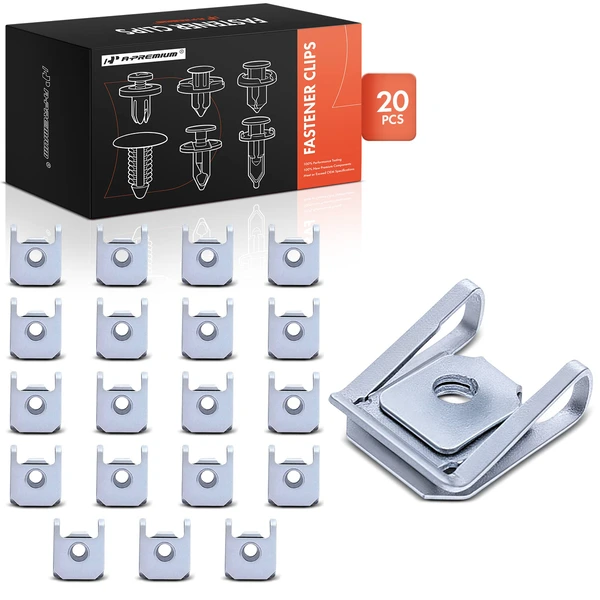 20 Pcs Silver Zinc Silver U-Nut A-Premium APRCF3333