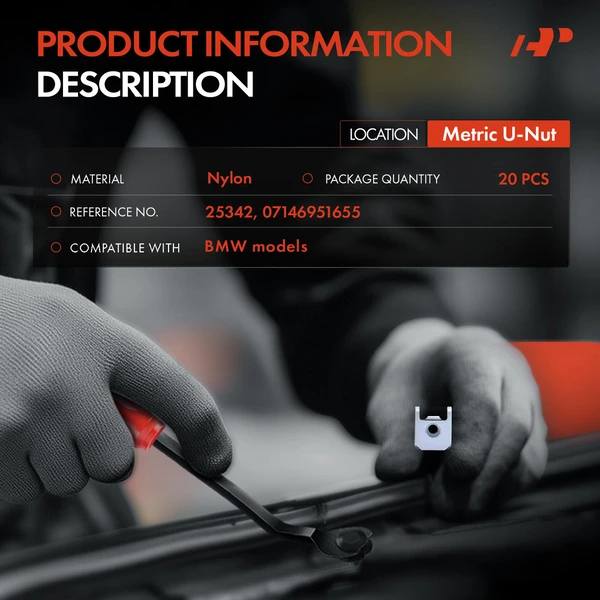 20 Pcs Silver Zinc Silver U-Nut A-Premium APRCF3333