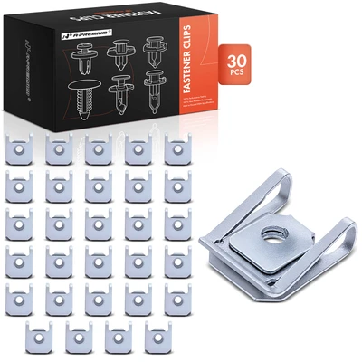 30 Pcs 9mm Silver Zinc Retainer Clips Metric U-Nut