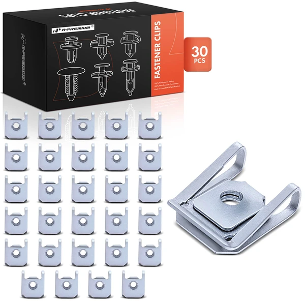 30 Pcs Silver Zinc Silver U-Nut A-Premium APRCF3334